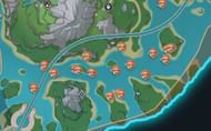 Sternshield Crab locations around the Denouement of Sin domain (Image via HoYoverse)